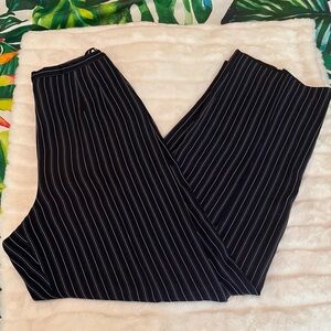 Y2K Talbots 8/10 Navy Blue White Pinstripe Silk Lined Spring Preppy Crepe Pants